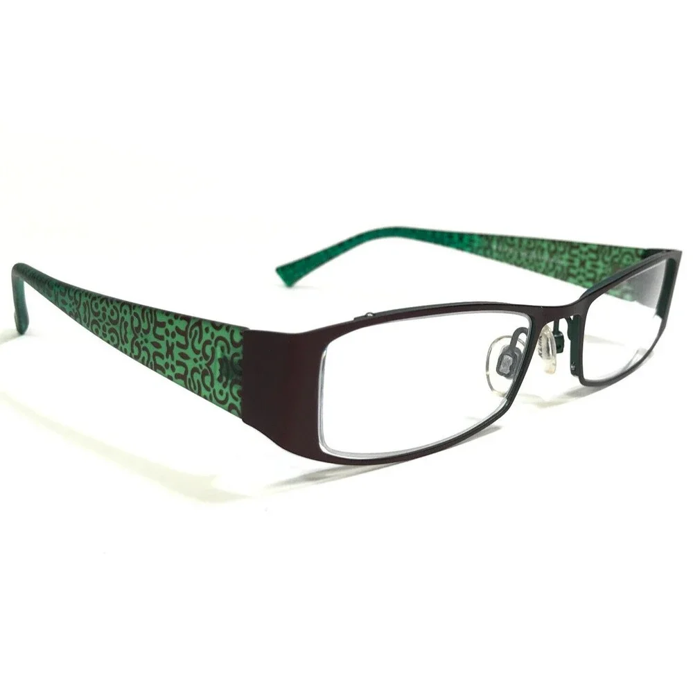 KLiiK Eyeglasses Frames 428 422 Brown Matte Green Rectangular Full Rim 47-16-135